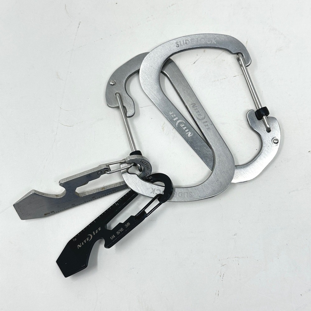 Nite Ize S-Biner SlideLock Carabiners and DoohicKey Multi-Tool Set Silver Black